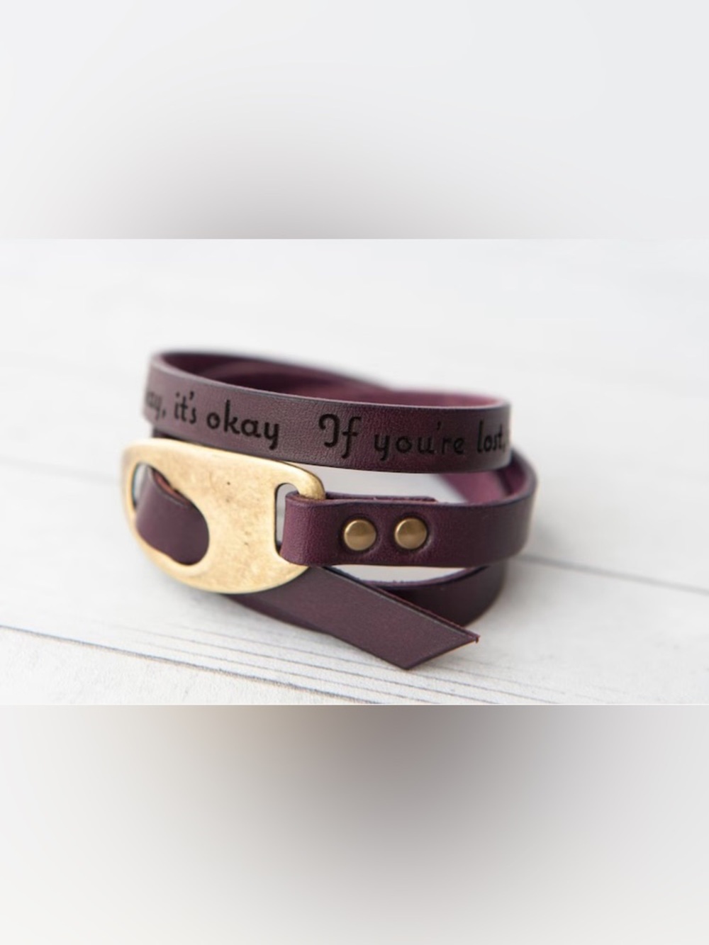 Leather Wrap Bracelet with metal Accent